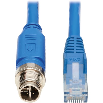 Eaton Tripp Lite Series M12 X-Code Cat6 1G UTP CMR-LP Ethernet Cable (M12 M/RJ45 M), IP68, PoE, Blue, 2 m (6.6 ft.)