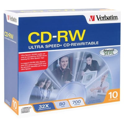 Verbatim CD Rewritable Media - CD-RW - 32x - 700 MB - 10