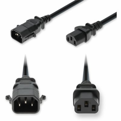 AddOn 1ft C14 Male to C13 P-lock Compatible Female Standard Commercial Temp 18 AWG 100-250V at 10A PVC SJT Black Power Cable