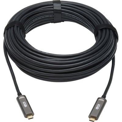 Tripp Lite by Eaton USB-C AOC Cable (M/M) - USB 3.2 Gen 2 (10 Gbps) Plenum-Rated Fiber Active Optical Cable - Data Only Black 15 m (49 ft.)