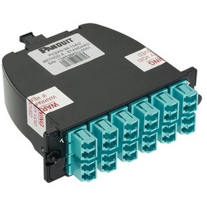 Panduit QuickNet Cassette (Opticom Style) ; OM3, 24- Fiber, MTP to Duplex LC