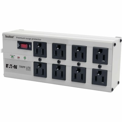 Tripp Lite by Eaton Isobar 8-Outlet Surge Protector 12 ft. Cord with Right-Angle Plug 3840 Joules Diagnostic LEDs Metal Housing