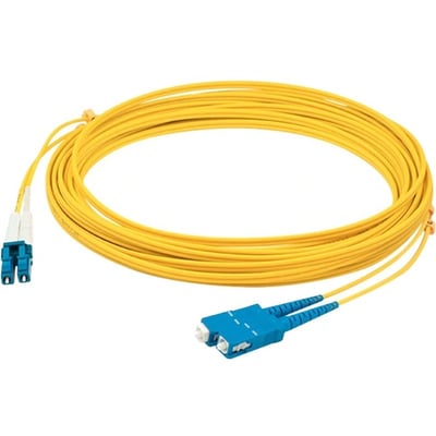 AddOn 99m SC to LC Yellow OS2 Duplex OFNR (Riser-Rated) SMF Fiber Patch Cable