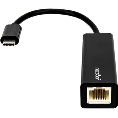 Rocstor Premium USB-C to Gigabit Network Adapter - USB Type-C to Gigabit Ethernet 10/100/1000 Adapter - Supports PXE Boot, Wake-On-Lan - Compatible with Mac & PC - Plug & Play (No Drivers Needed) - Black - USB 3.1 - 1 Port(s) - 1