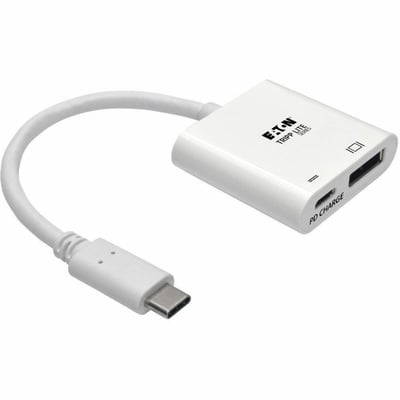 Tripp Lite by Eaton USB-C to DisplayPort Active Adapter Cable with Equalizer (M/F) UHD 8K HDR 60W PD Charging White 6 in. (15.2 cm)