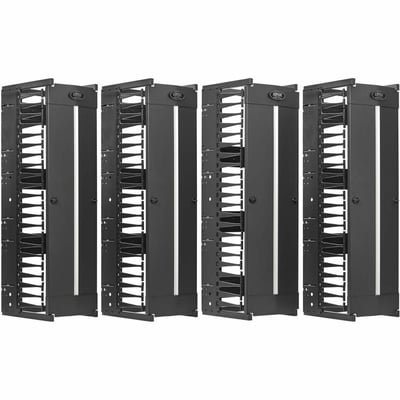Tripp Lite High-Capacity Vertical Cable Manager - Deep Double Finger Duct with Cover - Double Sided - 12 in. Wide - Black - 7 ft. (2.2 m)