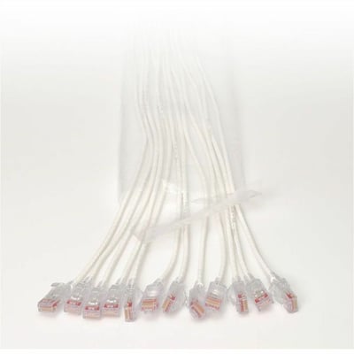 Ortronics EZ Patch Flat Pack Reduced Diameter CAT6A 7ft, 12 Pack, White