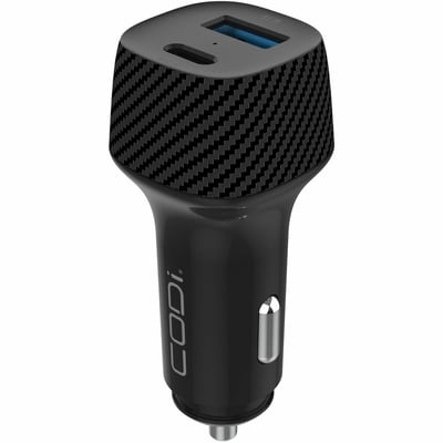 CODi Dual Port 20W Car Charger/Auto Adapter (USB-C, USB-A Outputs)