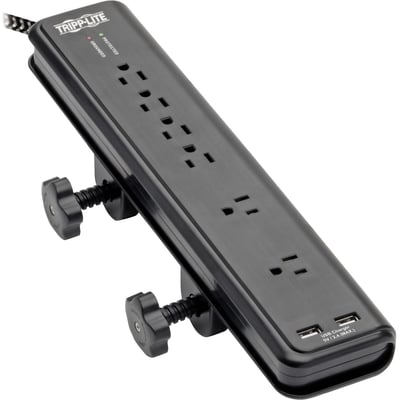 Tripp Lite by Eaton Safe-IT 6-Outlet Surge Protector 2 USB Charging Ports 8 ft. Cord 5-15P Plug 2100 Joules Antimicrobial Protection Black
