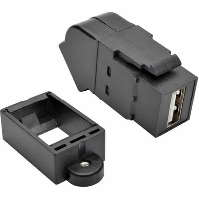 Tripp Lite by Eaton USB 2.0 All-in-One Keystone/Panel Mount Angled Coupler (F/F) Black