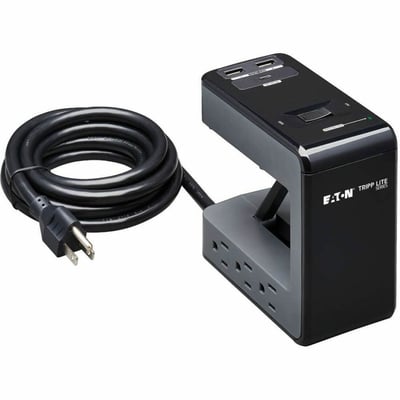 Tripp Lite by Eaton Safe-IT 6-Outlet Clamp Surge Protector 5-15R Outlets 3 USB Charging Ports 8 ft. (2.4 m) Cord Antimicrobial Protection