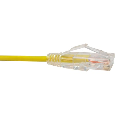 CAT6 SLIM ETHERNET PATCH CABLE, 08FT, YELLOW, UTP, 28AWG, SNAGLESS RJ45 CONNECTO