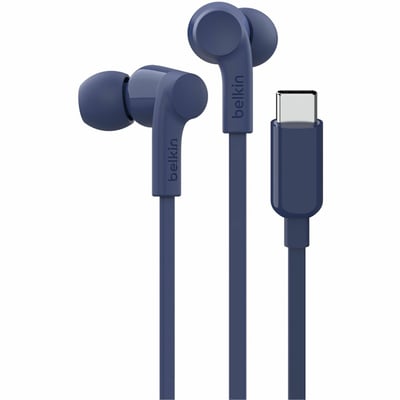 USB-C EARBUDS W/ ADJUSTABLE VOLUME LIMITER BLUE RETAIL BOX