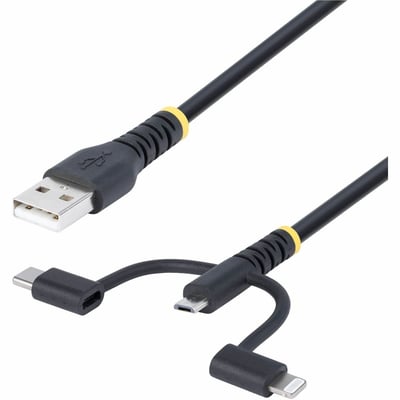 RUGGED USB MULTI CHARGING CABLE USB TO LIGHTNING/MICRO-USB/TYPE-C