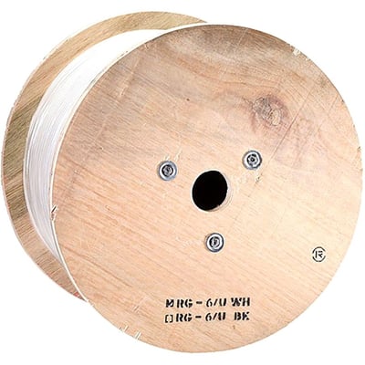 Monoprice 1000ft RG6 (18AWG), Quad Shield, CL2 Bulk Cable - White
