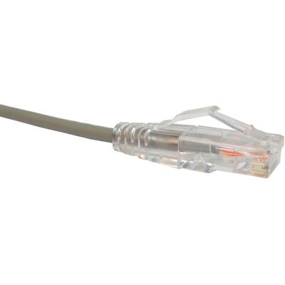 CAT6 SLIM ETHERNET PATCH CABLE, 01FT, GRAY, UTP, 28AWG, SNAGLESS RJ45 CONNECTORS