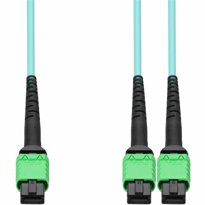 AddOn Mellanox® Compatible 15m MPO-8/APC to 2xMPO/APC Aqua OM4 LSZH 8-Strand Fiber Patch Cable