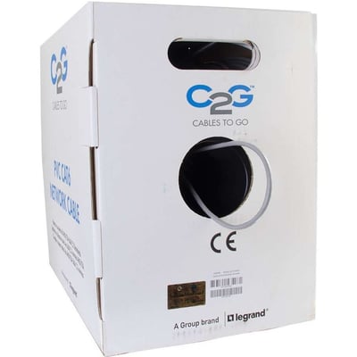 C2G 1000ft Cat6 Bulk Ethernet Cable-Stranded UTP In-Wall CM-Rated Gray TAA