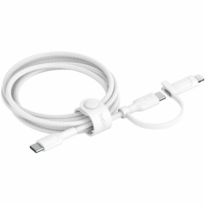 BRAIDED PCR 2-IN-1 USB-C TO LTG CABLE 60W 1.5M WHITE