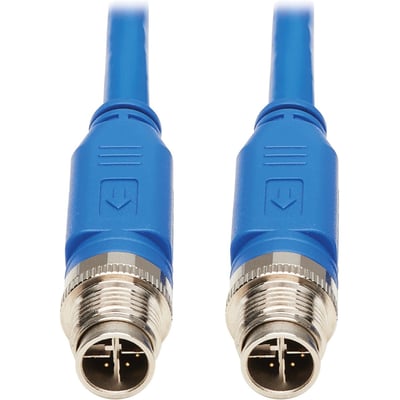 Eaton Tripp Lite Series M12 X-Code Cat6 1G UTP CMR-LP Ethernet Cable (M/M), IP68, PoE, Blue, 1 m (3.3 ft.)