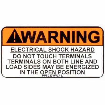 2X4 LABEL - SHOCK HAZARD NO