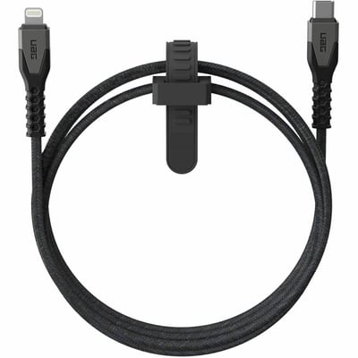 UAG 5FT CHARGING CABLE USB-C TO LIGHTNING - KEVLAR CORE- BLACK/GREY