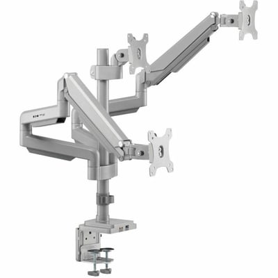Tripp Lite by Eaton Triple-Display Gas-Spring Flex-Arm Desktop Clamp and Grommet for 17" to 30" Flat-Screen Displays - USB and Audio Ports Aluminum