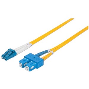 Intellinet Network Solutions Fiber Optic Patch Cable, LC/SC, OS2, 9/125, Single-Mode, Duplex, Yellow, 14 ft (5 m)