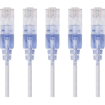 SLIM CAT6A PATCH CABLE,5-PACK_10FT WHIT
