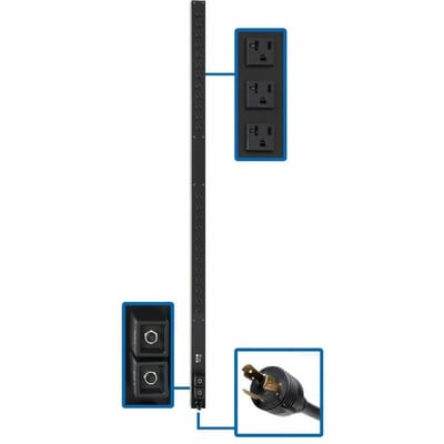 Tripp Lite by Eaton PDU 2.9kW 120V Single-Phase Basic PDU - 24 NEMA 5-15/20R Outlets L5-30P Input 10 ft. Cord 63.75 in. 0U Rack