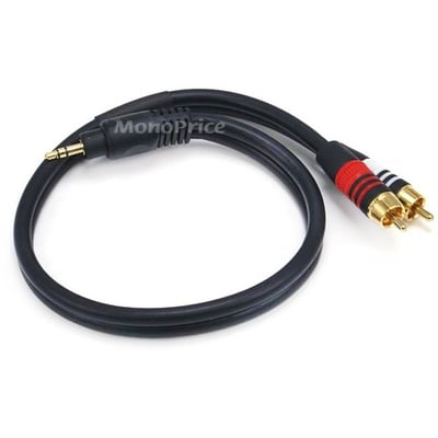 STEREO M TO 2RCA M CABLE 1.5FT- BLACK