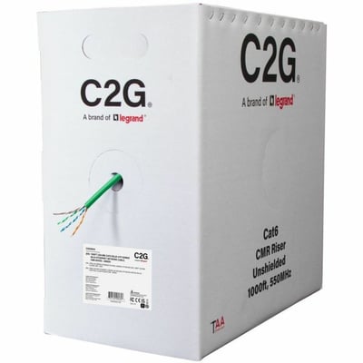 C2G BULK CAT6 UTP CMR TAA GREEN C2G 1000FT CAT6 ETHERNET CABLE CMR