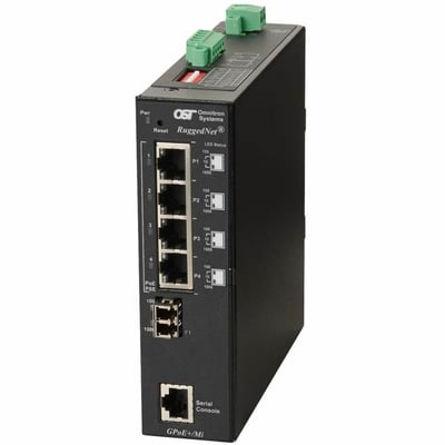 10/100/1000 4XRJ-45 POE+ SWITCH MANAGED LC SM 1310 12KM DC -40-75C