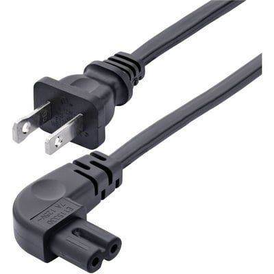 StarTech.com 6ft (1.8m) Laptop Power Cord, NEMA 1-15P to Right Angle C7, 7A 125V, 18AWG, Replacement Laptop Charger Cable, UL Listed
