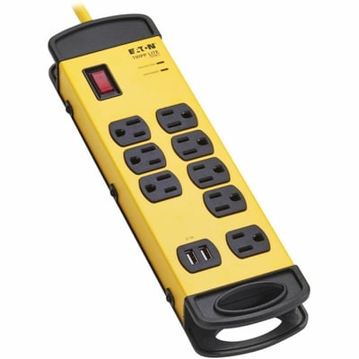 8-OUTLET SAFETY SURGE PROTECTOR 2USB-A PORTS 25FT CORD 1960 J METAL