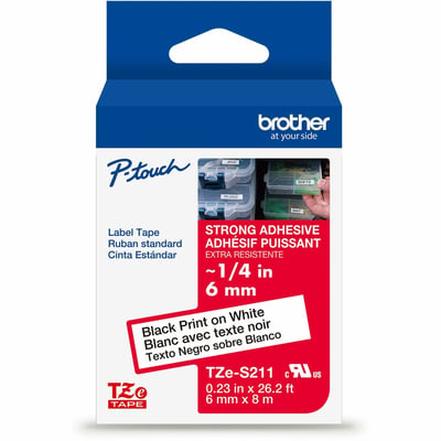 BLACK/WHITE STRONG AD 6MM ON WHITE EXTRA-STRENGTH LAMINATED T