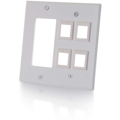 DOUBLE GANG DECORA WHITE W/4 KS - INDIVIDUAL PORT CONFIGURABILITY ALLOWS FOR SPE