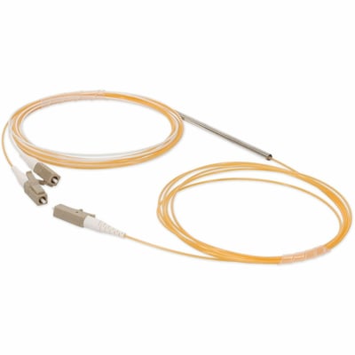 AddOn 3m LC to 2xLC Orange OM2 Simplex OFNR (Riser-Rated) Fiber Colorless Splitter Cable with 3mm OD Jacket and 50/50 Ratio