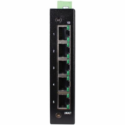 Tripp Lite by Eaton 5-Port Unmanaged Industrial Ethernet Switch - 10/100 Mbps, Ruggedized, -40 to 75C, EIP QoS, DIN/Wall Mount - TAA Compliant