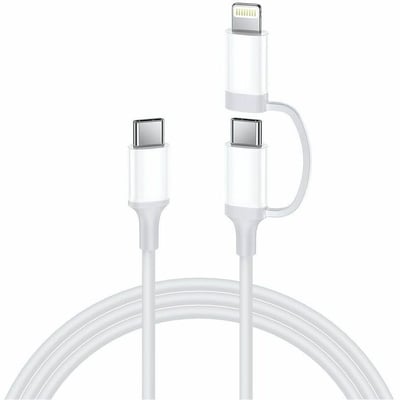 2 IN 1 USB C TO USB C AND LIGHTNING 3FT CABLE - 480MBPS