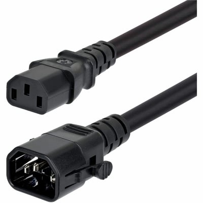 StarTech 6ft (1.8m) Heavy Duty Power Extension Cord, Locking C14 to C13, PDU Power Cord, 15A 250V, 14AWG, UL Listed, TAA