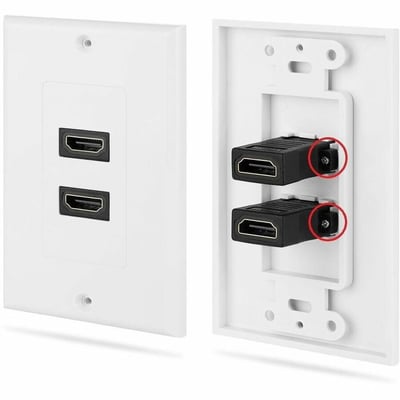 4XEM 2 Port/Outlet Female HDMI Wall Plate (White)