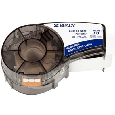 Brady Label Cartridge for BMP21 Series, ID PAL, LabPal Printers, White