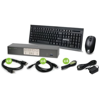 4-PORT 4K UHD DISPLAYPORT KVMP WITH WIRELESS KEYBOARD  MOUSE