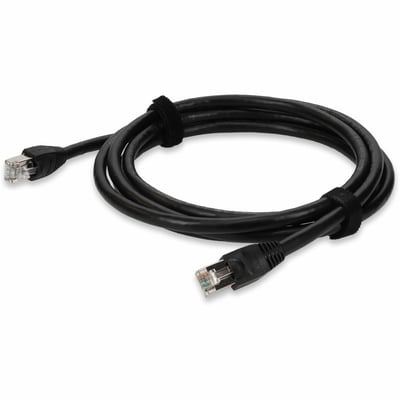 AddOn 7ft Black CAT 6 Shielded PVC Ethernet Cable Snagless Easy Clear Boot Outdoor RJ-45 M/M
