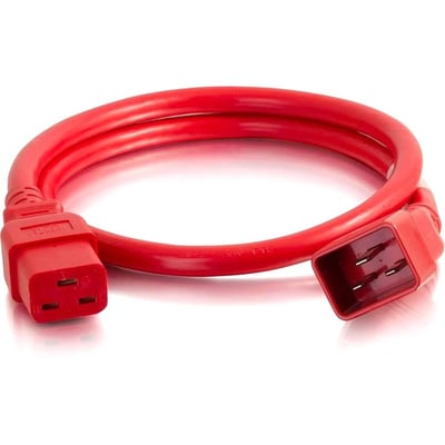 C2G 4ft 12AWG Power Cord (IEC320C20 to IEC320C19) -Red