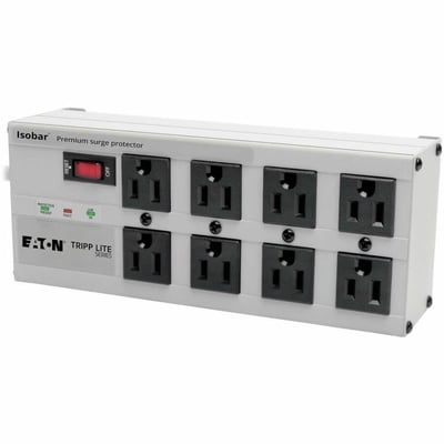 Tripp Lite by Eaton Isobar 8-Outlet Surge Protector 25 ft. Cord with Right-Angle Plug 3840 Joules Diagnostic LEDs Metal Housing