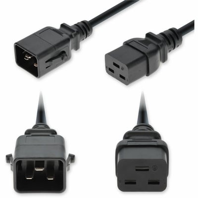 AddOn 3ft C20 Male to C19 Female P-Lock Compatible Industrial Grade 12 AWG 250V at 20A PVC SJT (Service Junior Thermoplastic) Black Power Cable