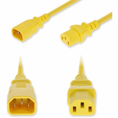 AddOn 3ft C14 Male to C13 Female Standard Commercial 14 AWG 250V at 15A PVC SJT (Service Junior Thermoplastic) Yellow Power Cable