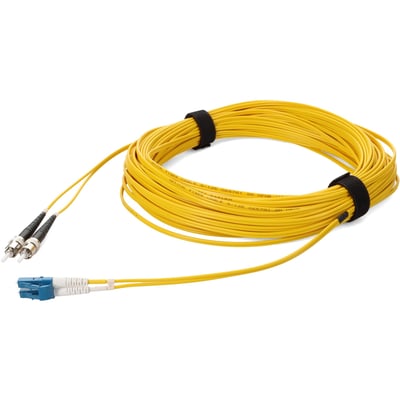 AddOn 33m ST to LC Yellow OS2 Duplex OFNR (Riser-Rated) SMF Fiber Patch Cable